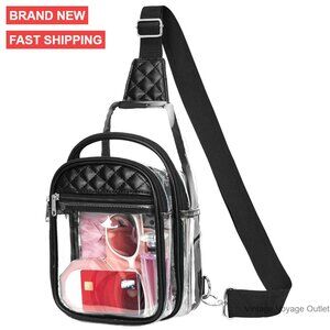 Clear Stadium Crossbody Bag, 10.3x6x3 Inches, PVC, Multi-Pocket